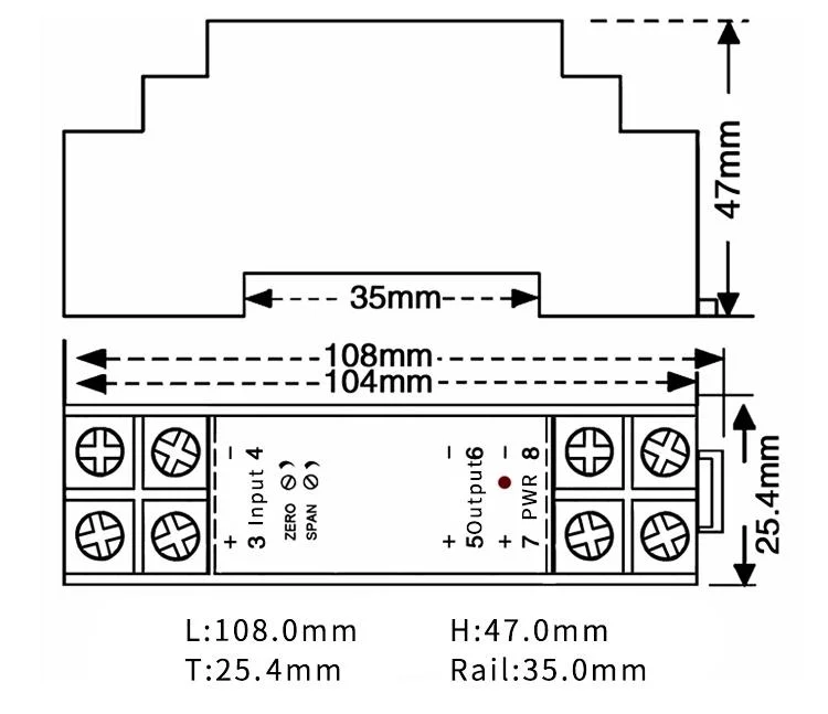 1 in 1 out DC24V Analog DC 0-10V to 4-20mA Converter Signal Isolator