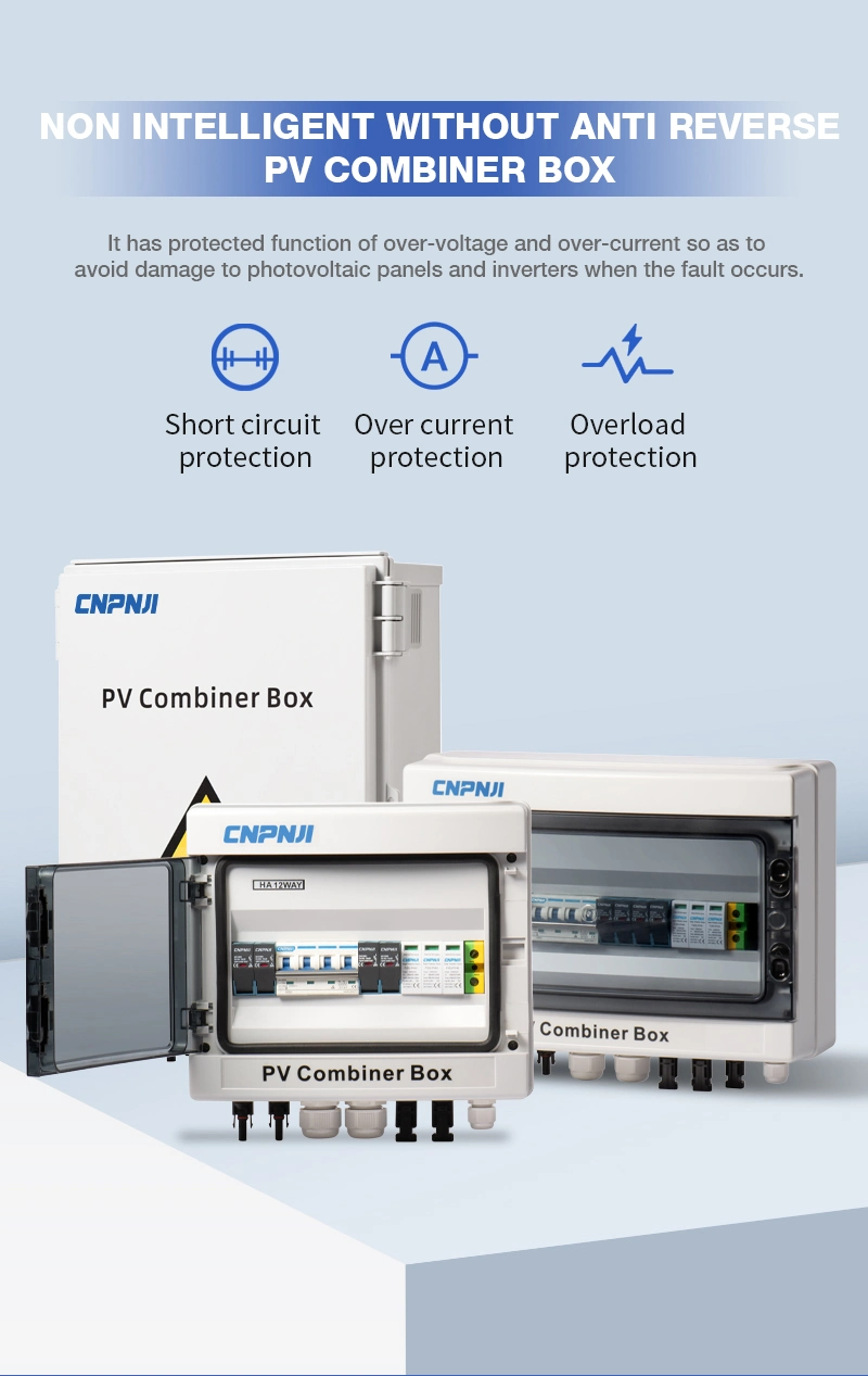 Waterproof PV Combiner Box 6 String 6 Input 1 Output Plastic Solar PV DC 1000V 1500V Combiner Box