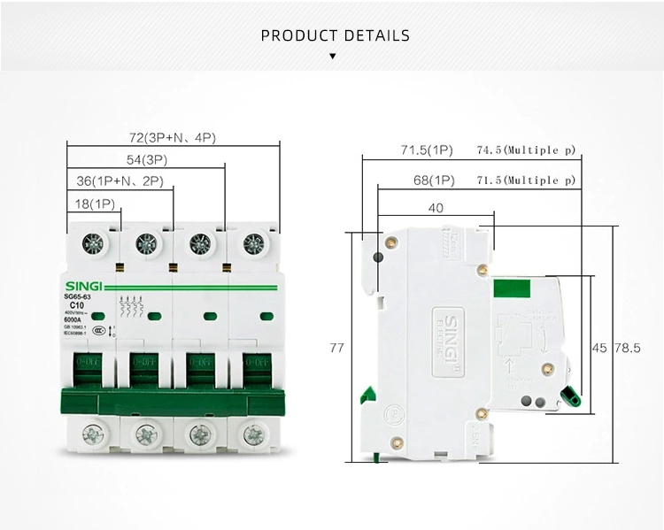 Customized 2p Safety Electrical Air Circuit Breaker Price DC