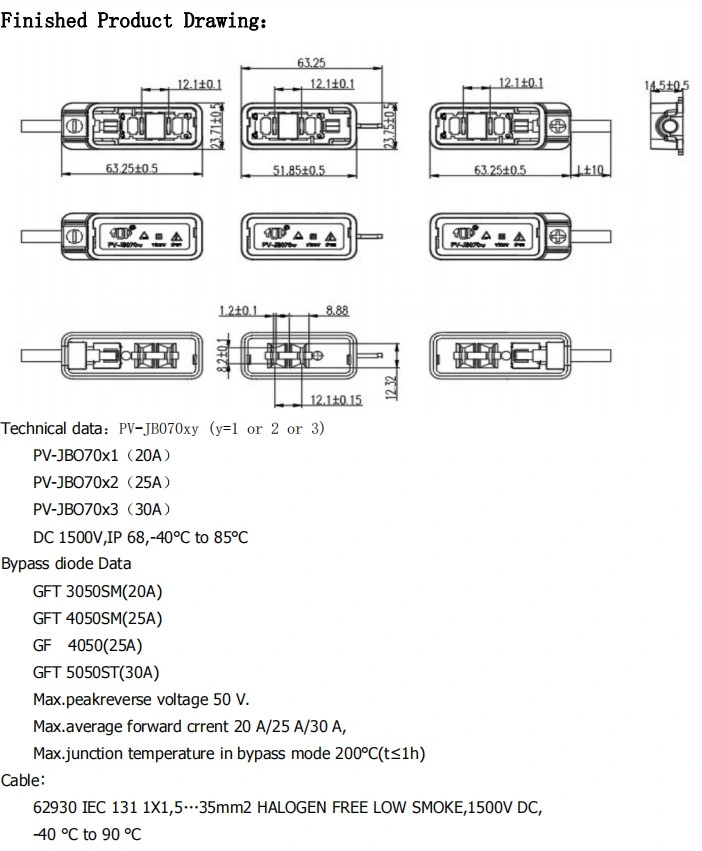 Top Hengda TUV Waterproof IP68 Solar Panel Diode Junction Box with Mc4 Connectors PV Panel Solar Syterm Combiner Box Photovoltaic Connector Manufaturer