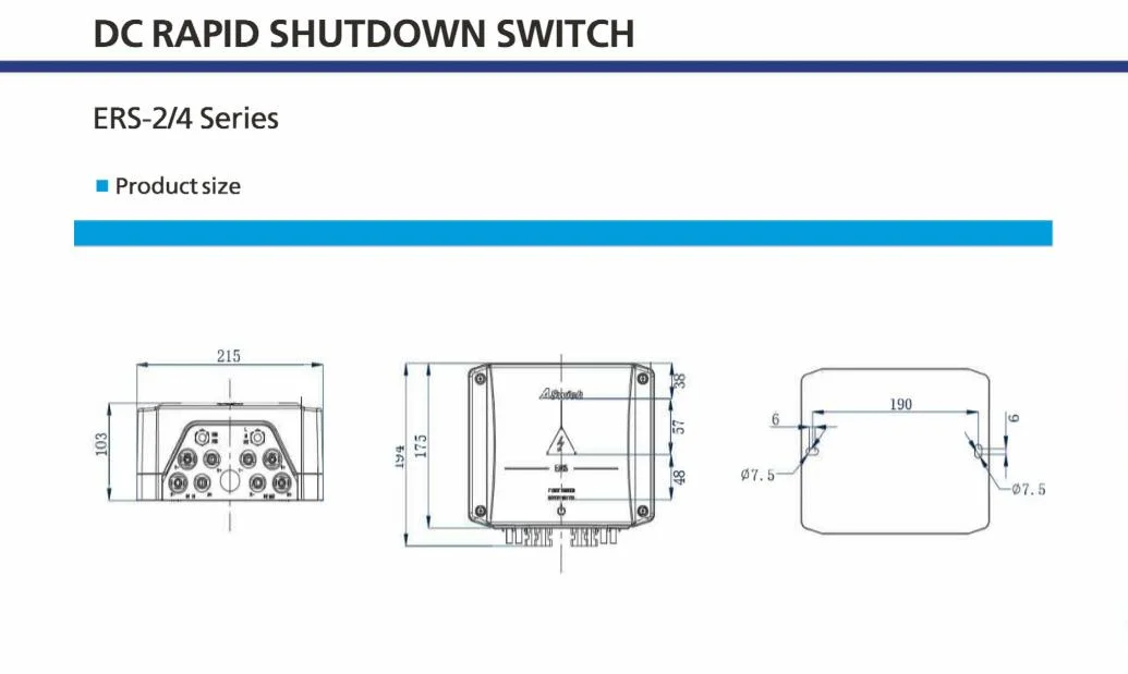 Solar System Rapid Shutdown Switch Firefighter Switch 55A 1500V 1-10 Strings with Mc4