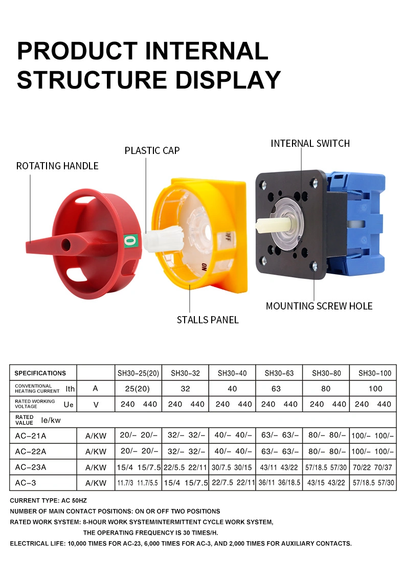 Moreday AC Changeover Switch Rotary Isolator 32A 40A Switch