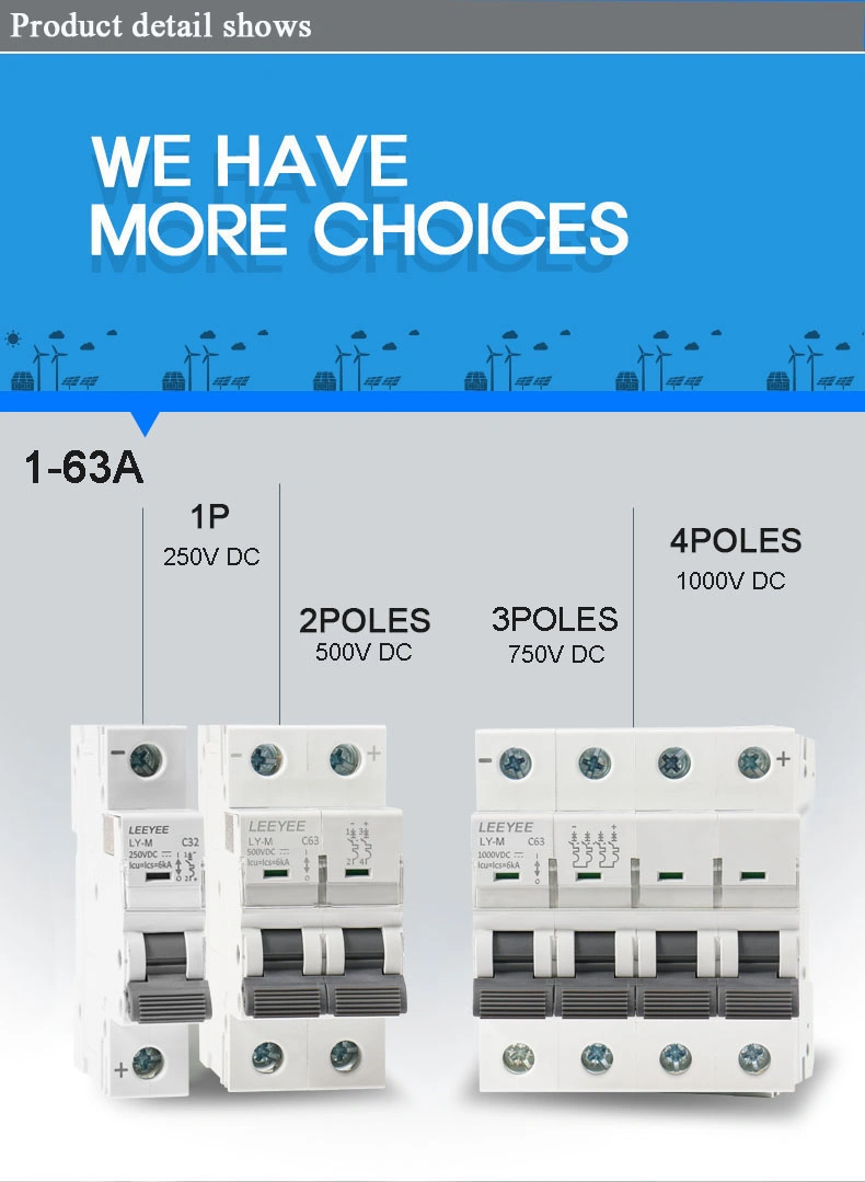 1-63A 2p 500V 6ka 10ka PV DC MCB for Solar System