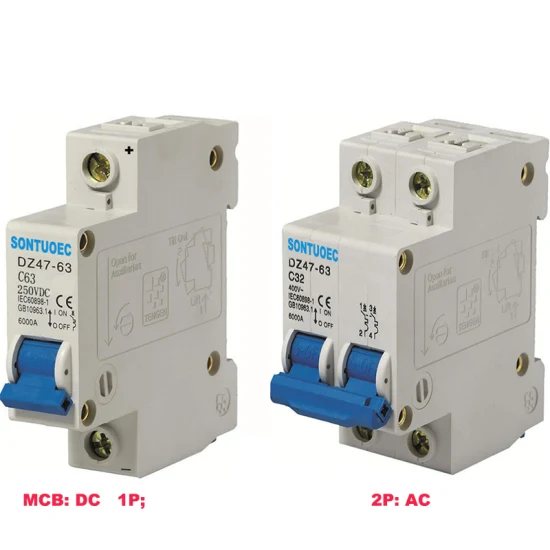 Dz47-125 1p 100A AC MCB, DC Miniature Solaire PV Électrique Disjoncteurs Surcharge Protecteur Commutateur MCB